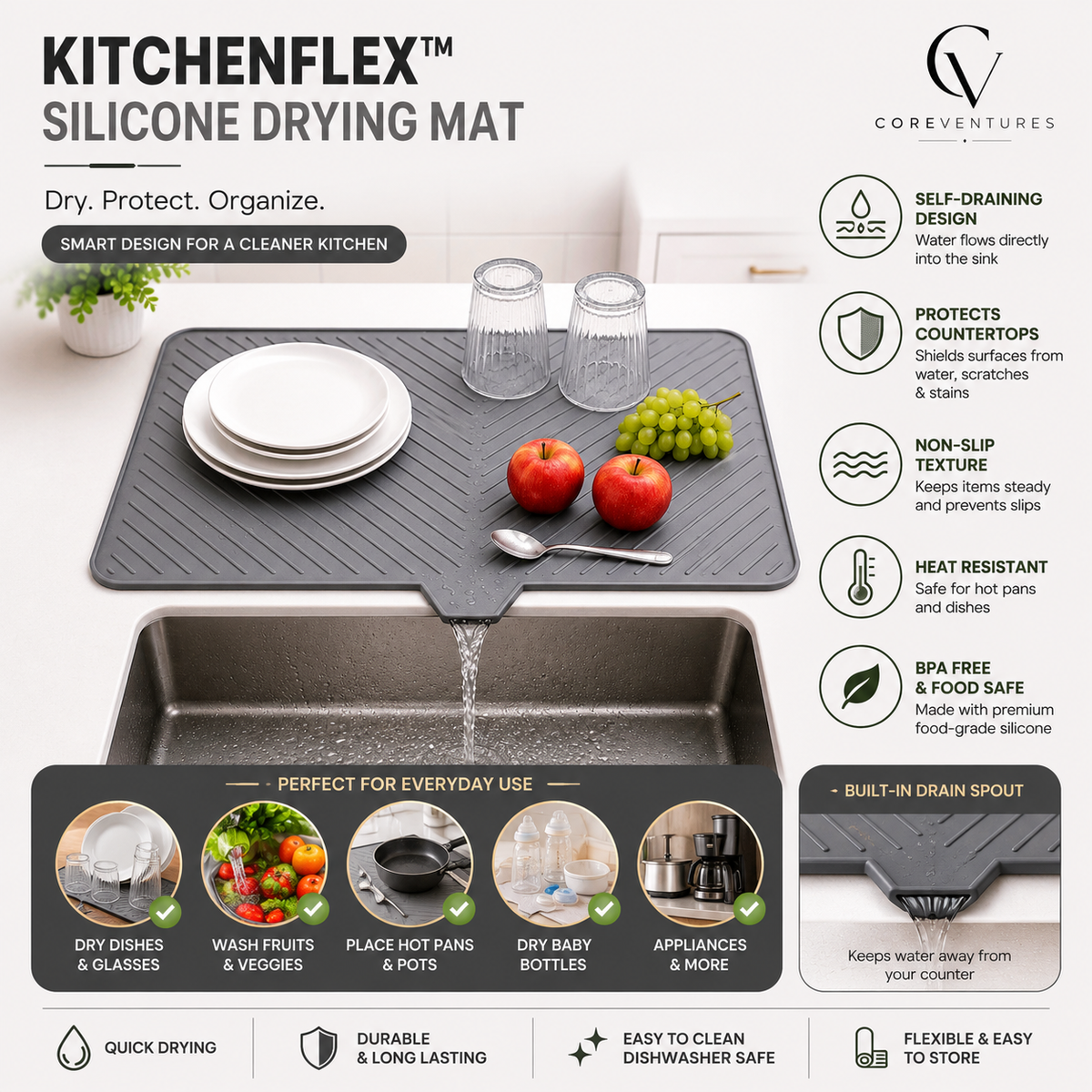 KitchenFlex™ Silicone Drying Mat